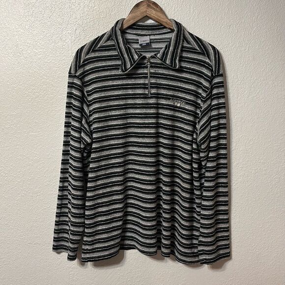 Vintage Z Cavaricci Striped Terrycloth 1/4 Zip Shirt Large - Picture 1 of 6